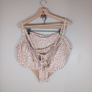 Old Navy Floral Bikini 3X Plus Size High Waisted Swim Set Tie Front Retro
